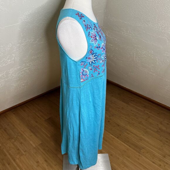 Sundance Shift Dress Size Small Blue 100% Linen Floral Embroidery Sleeveless - Picture 5 of 7